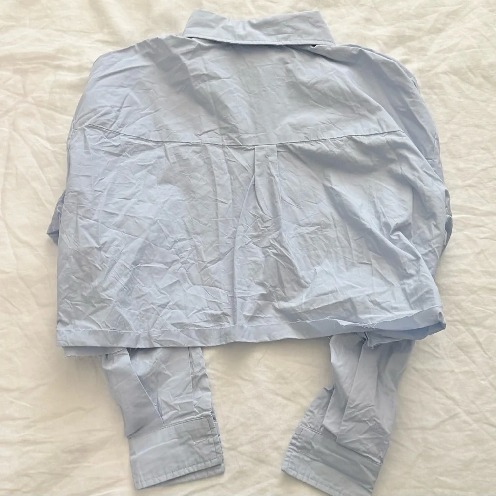 Miu Miu cropped button down shirt blue size medium - Picture 4 of 4